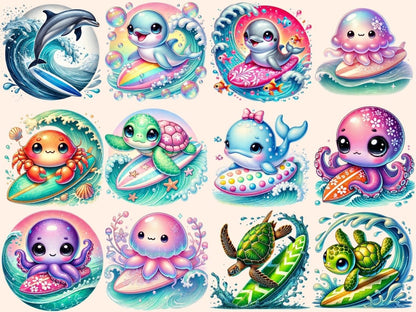 Surfboard Animals Clipart animal beach vibes - Wonders Artist