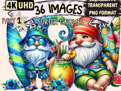 Surfer Gnomes Clipart beach gnome art - Wonders Artist