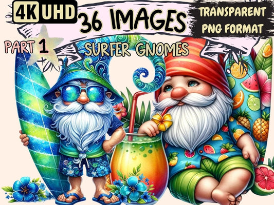Surfer Gnomes Clipart beach gnome art - Wonders Artist