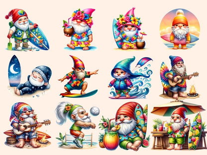 Surfer Gnomes Clipart beach gnome art - Wonders Artist