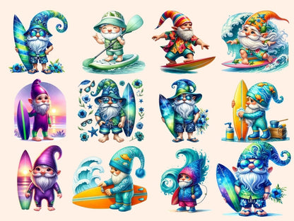 Surfer Gnomes Clipart beach gnome art - Wonders Artist