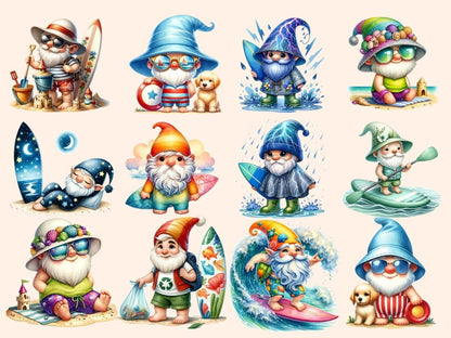 Surfer Gnomes Clipart beach gnome art - Wonders Artist