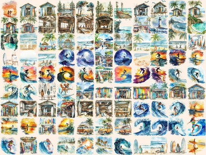 Surfing Watercolor Clipart beach clipart - Wonders Artist