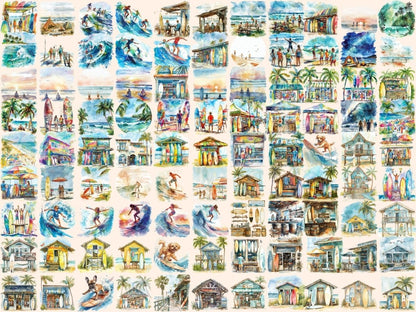 Surfing Watercolor Clipart beach clipart - Wonders Artist