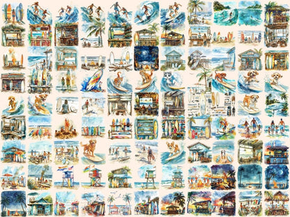 Surfing Watercolor Clipart beach clipart - Wonders Artist