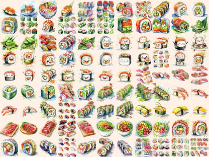 Sushi Watercolor Clipart cartoon sushi - Wonders Artist