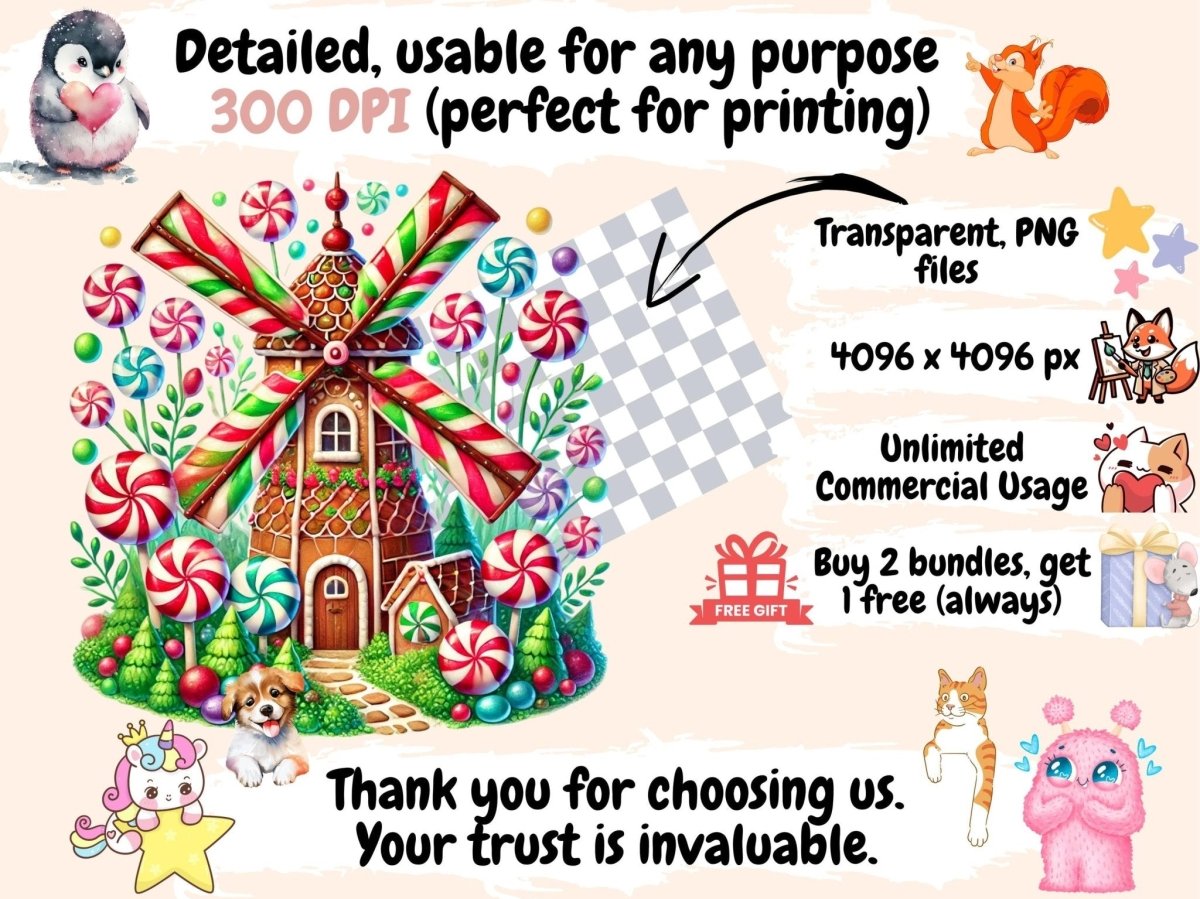 Sweet Candy Houses Clipart Candy Decor Art - Wonders Artist