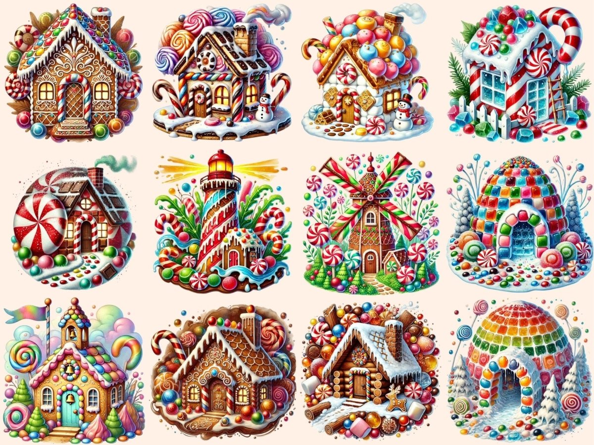 Sweet Candy Houses Clipart Candy Decor Art - Wonders Artist