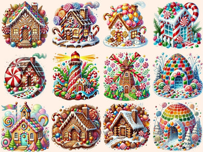 Sweet Candy Houses Clipart Candy Decor Art - Wonders Artist