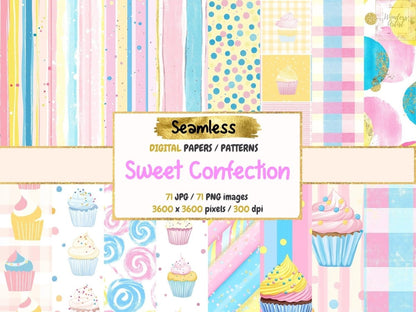 Sweet Confection Seamless Pattern Digital Papers bakery digital paper - Wonders Artist