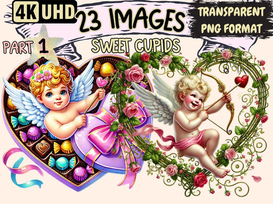 Sweet Cupids Clipart - High - Quality Instant Digital Download for Creative Projects