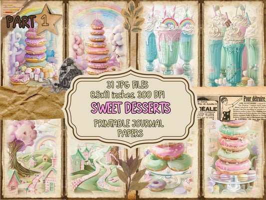 Sweet Desserts Journal Pages Bakery Ephemera - Wonders Artist