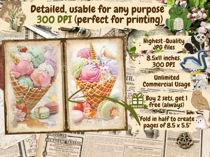 Sweet Desserts Journal Pages Bakery Ephemera - Wonders Artist