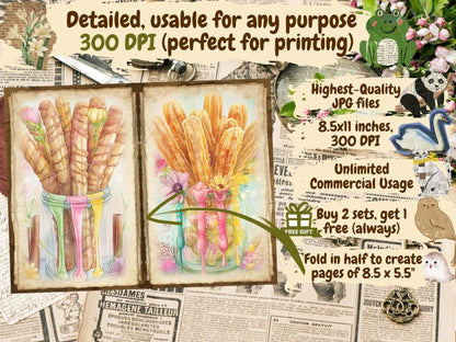 Sweet Desserts Journal Pages (P2) Bakery Ephemera - Wonders Artist