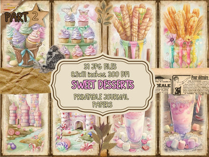 Sweet Desserts Journal Pages (P2) Bakery Ephemera - Wonders Artist