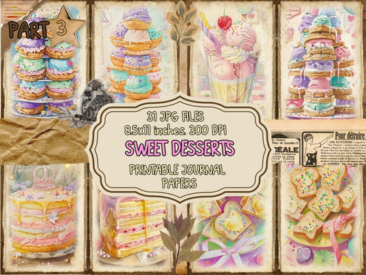 Sweet Desserts Journal Pages (P3) Bakery Ephemera - Wonders Artist