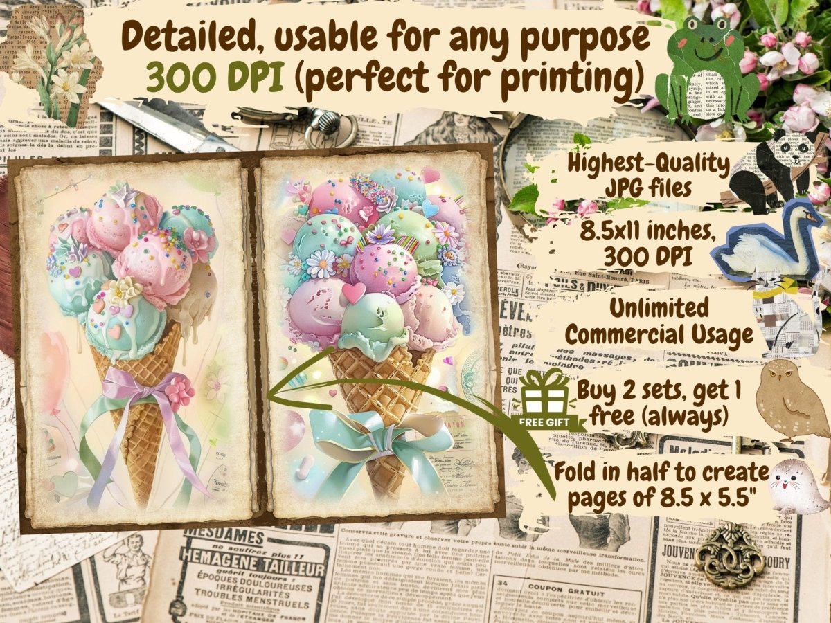 Sweet Desserts Journal Pages (P3) Bakery Ephemera - Wonders Artist