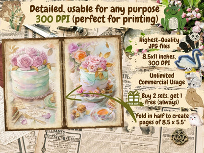 Sweet Desserts Journal Pages (P4) Bakery Ephemera - Wonders Artist