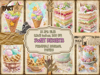 Sweet Desserts Journal Pages (P4) Bakery Ephemera - Wonders Artist