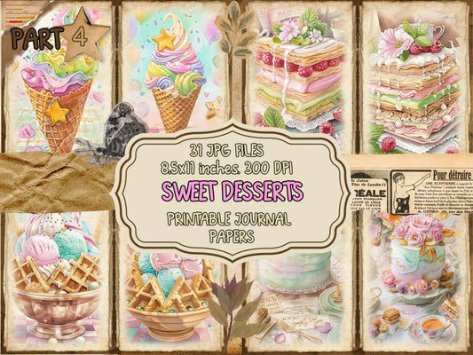 Sweet Desserts Journal Pages (P4) Bakery Ephemera - Wonders Artist