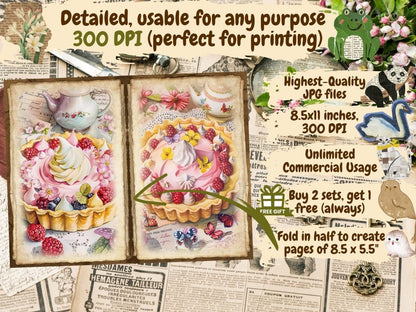 Sweet Desserts Journal Pages (P5) Bakery Ephemera - Wonders Artist