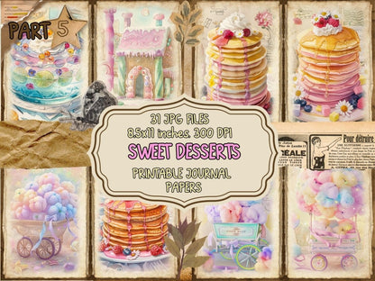 Sweet Desserts Journal Pages (P5) Bakery Ephemera - Wonders Artist