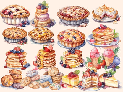 Sweet Treats Watercolor Clipart baking clipart - Wonders Artist