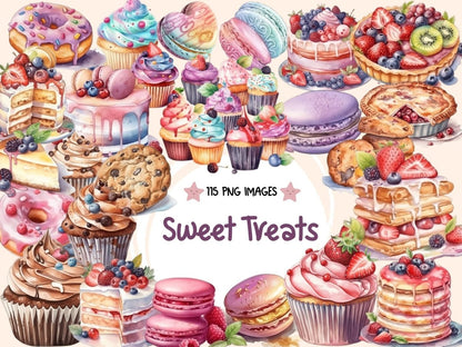 Sweet Treats Watercolor Clipart baking clipart - Wonders Artist