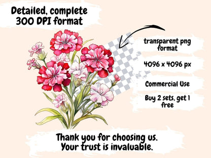 Sweet William Flowers Watercolor Clipart floral clipart - Wonders Artist