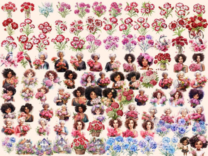 Sweet William Flowers Watercolor Clipart floral clipart - Wonders Artist