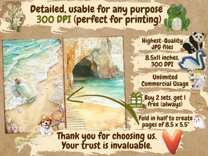 Tales of the Tides Journal Pages (P1) Beach Junk Journal - Wonders Artist