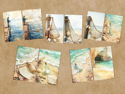 Tales of the Tides Journal Pages (P1) - High - Quality Instant Digital Download for Creative Projects