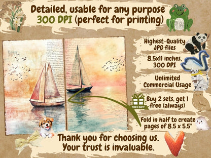 Tales of the Tides Journal Pages (P3) Beach Junk Journal - Wonders Artist