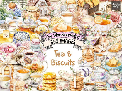Tea & Biscuits Watercolor Clipart afternoon tea png biscuit clipart biscuit tin png - WondersArtist
