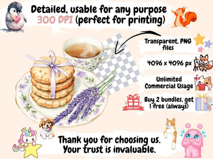 Tea & Biscuits Watercolor Clipart afternoon tea png biscuit clipart biscuit tin png - WondersArtist