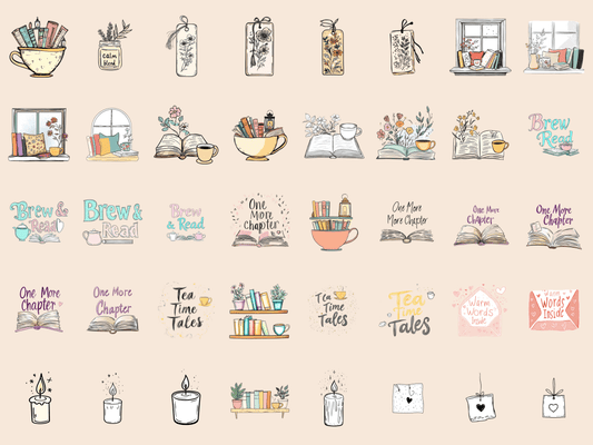 Tea & Books Cardmaking Clipart