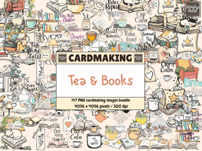 Tea & Books Cardmaking Clipart All Bundles Cardmaking Clipart - WondersArtist