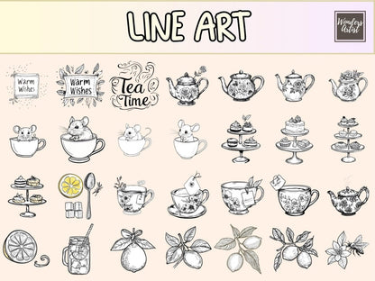 Tea Party Cardmaking Clipart cardmaking clipart - Wonders Artist