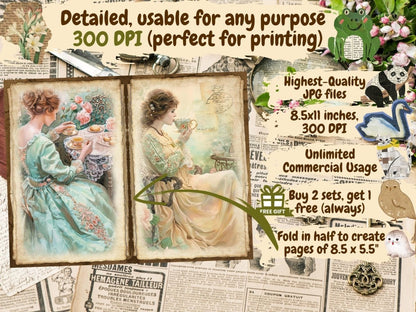 Tea Party Journal Pages Afternoon Tea Set - Wonders Artist