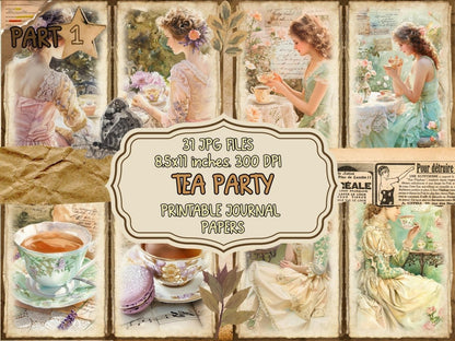 Tea Party Journal Pages Afternoon Tea Set - Wonders Artist
