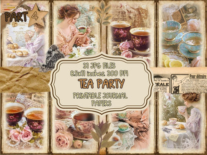 Tea Party Journal Pages (P4) Afternoon Tea Set - Wonders Artist