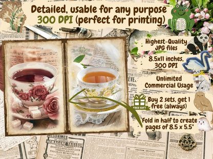 Tea Party Journal Pages (P5) Afternoon Tea Set - Wonders Artist