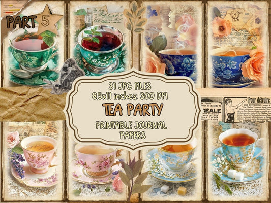 Tea Party Journal Pages (P5) Afternoon Tea Set - Wonders Artist