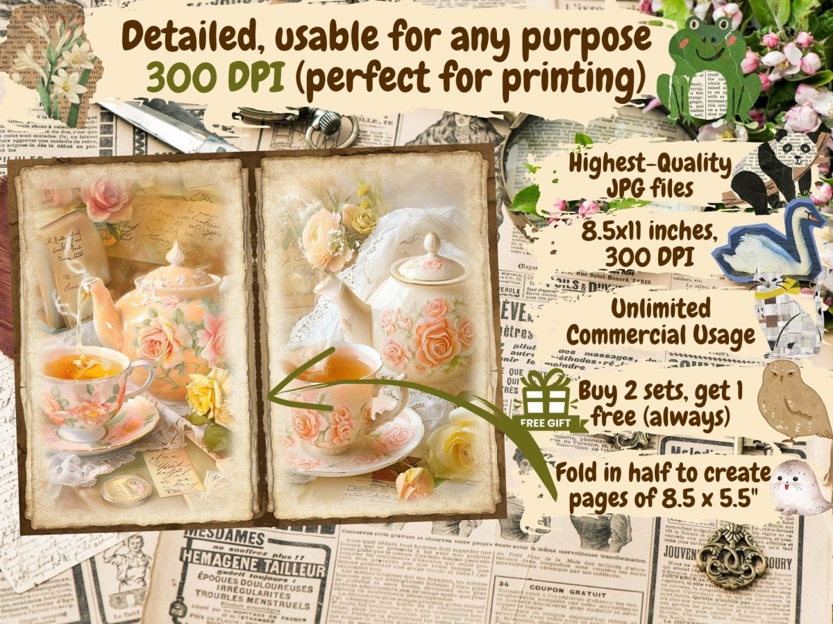 Tea Party Journal Pages (P6) Afternoon Tea Set - Wonders Artist