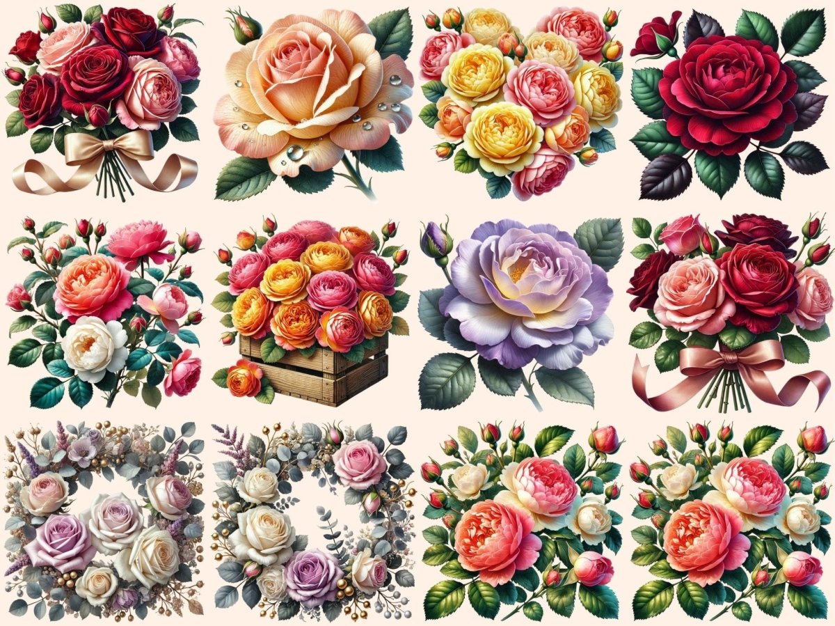 Tea Roses Clipart botanical clipart - Wonders Artist