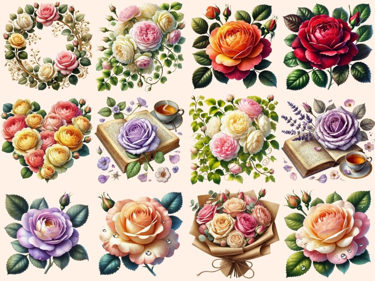 Tea Roses Clipart botanical clipart - Wonders Artist