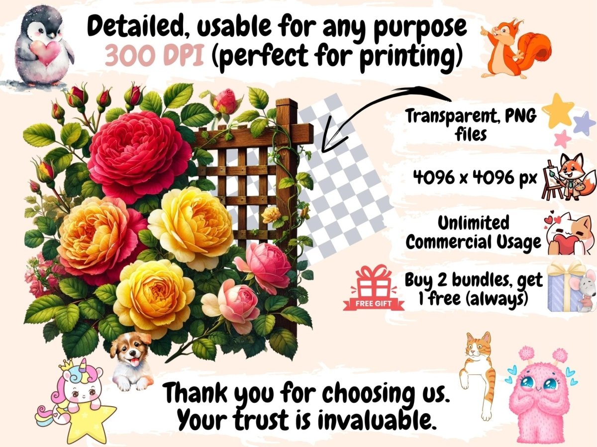 Tea Roses Clipart botanical clipart - Wonders Artist