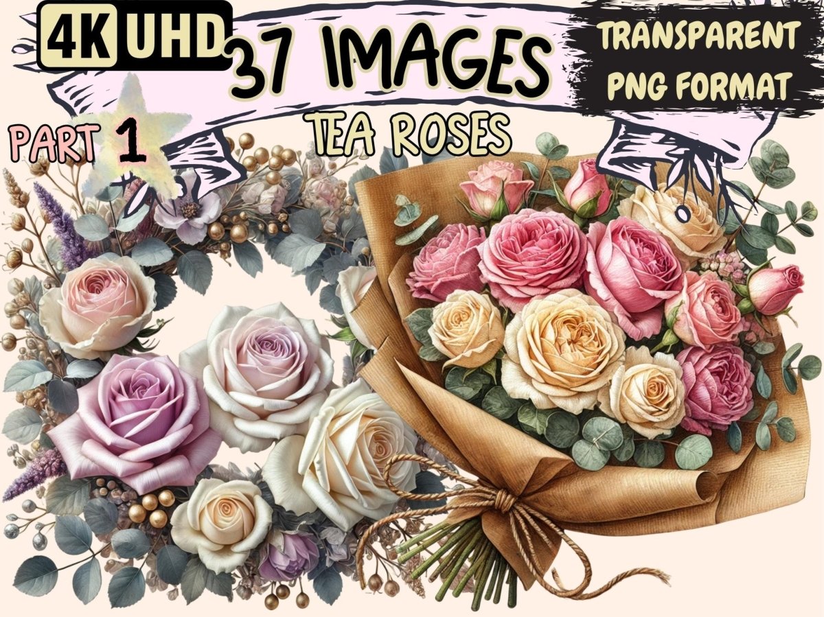 Tea Roses Clipart botanical clipart - Wonders Artist