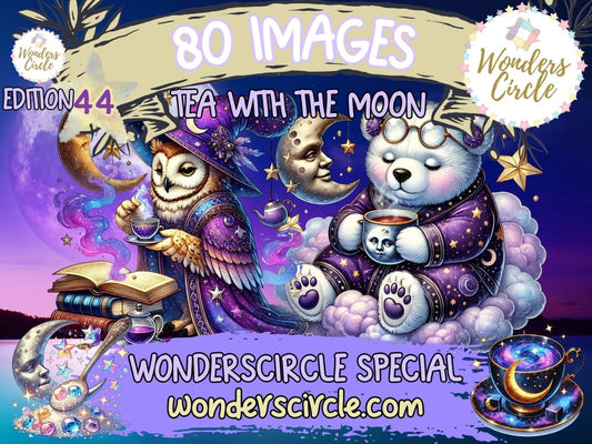 Tea with the Moon Clipart (LIMITED EDITION) all - access - bundle new bundles all new mini - WondersArtist