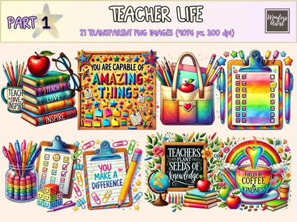 Teacher Life Clipart apple clipart back to school png classroom png - WondersArtist